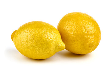Fresh lemons, isolated on white background.