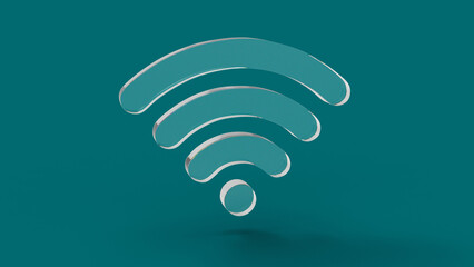 wifi social media icon with crystal 3d render with color background