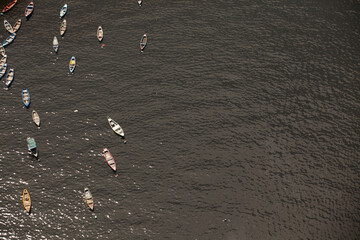 Aerial view of boats in the sea in Brazil