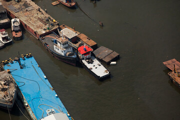 Fototapeta na wymiar Aerial view of boats in the sea in Brazil