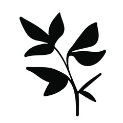 Hand drawn ink leaf in doodle style. Line art poster. Creative design. Botanical Modern creative hand drawn background. Botany decor.