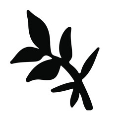 Hand drawn ink leaf in doodle style. Line art poster. Creative design. Botanical Modern creative hand drawn background. Botany decor.