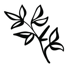 Hand drawn ink leaf in doodle style. Line art poster. Creative design. Botanical Modern creative hand drawn background. Botany decor.