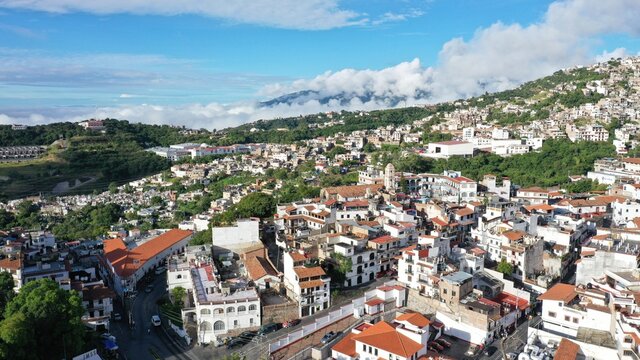Aerial view of the town of Mexico in the mountain of Taxco