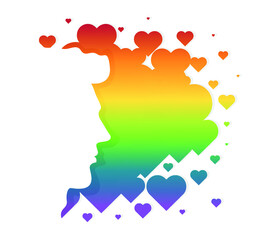 LGBT Pride Month. rainbow heart vector. man silhouette with a pattern on a background of the symbolic colors of the rainbow. The concept of fighting for human rights and tolerance. Vector.