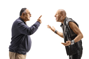 Mature man and a punk having an argument