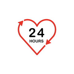 24 hours icon. 24 hours vector sign.
