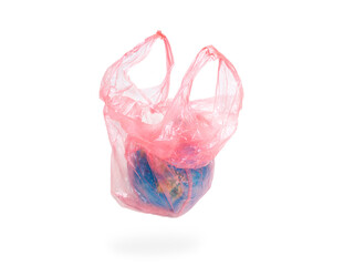 The planet Earth is placed in a plastic bag. Conceptual image