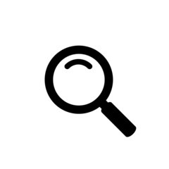 Black magnifying glass icon isolated on white background. Search icon in flat style. Magnifying glass round icon for search and zoom symbol, sign, ui and magnifier logo. Modern magnifying glass vector
