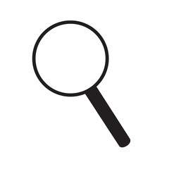 Black magnifying glass icon isolated on white background. Search icon in flat style. Magnifying glass round icon for search and zoom symbol, sign, ui and magnifier logo. Modern magnifying glass vector