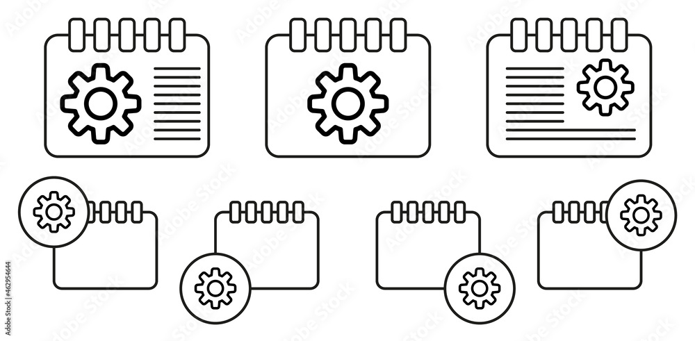 Aufkleber gear vector icon in calender set illustration for ui and ux, website or mobile application