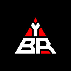 YBR triangle letter logo design with triangle shape. YBR triangle logo design monogram. YBR triangle vector logo template with red color. YBR triangular logo Simple, Elegant, and Luxurious Logo. YBR 