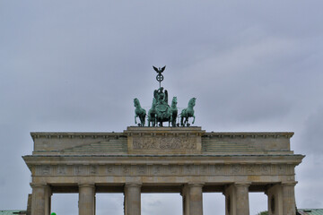 A chariot with four horses on the Brandenburg Gate in Berlin