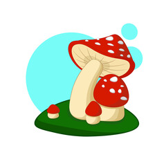 A set of red fly agaric mushrooms