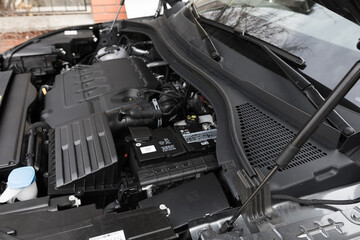21March 2021 Krasnodar close-up of the engine, front view. Internal combustion engine, car parts, deteyling - Image