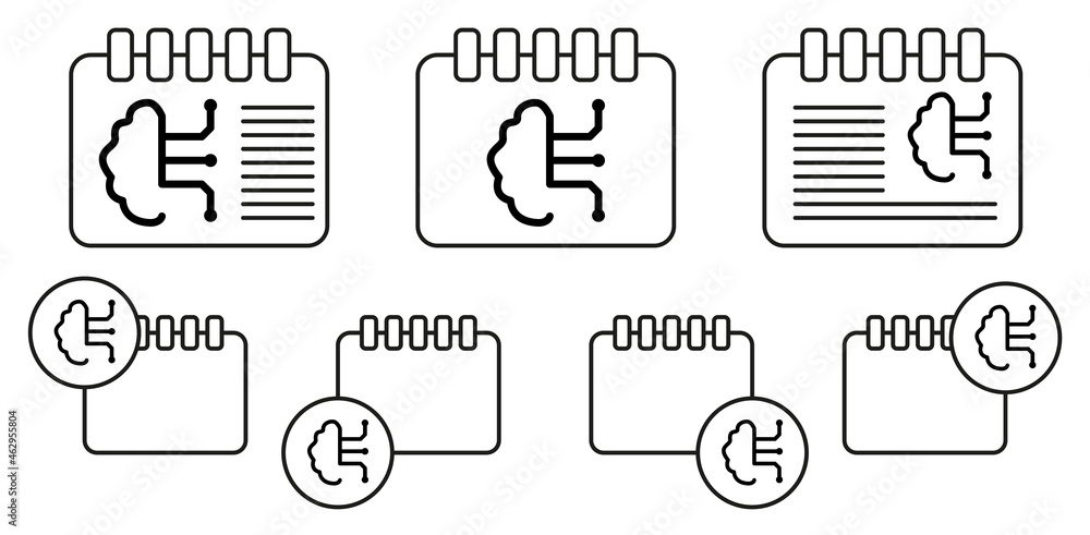 Poster smart brain vector icon in calender set illustration for ui and ux, website or mobile application