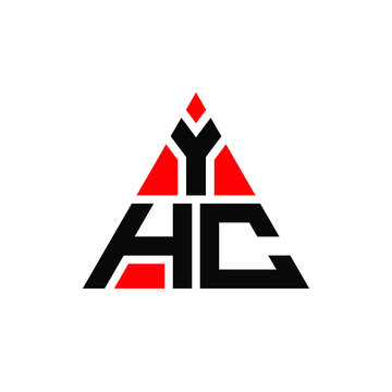 YHC triangle letter logo design with triangle shape. YHC triangle logo design monogram. YHC triangle vector logo template with red color. YHC triangular logo Simple, Elegant, and Luxurious Logo. YHC 