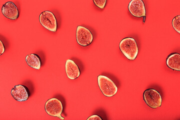 figs on red texture background - Image