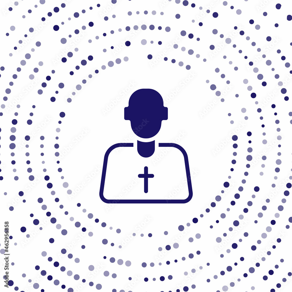 Poster blue priest icon isolated on white background. abstract circle random dots. vector