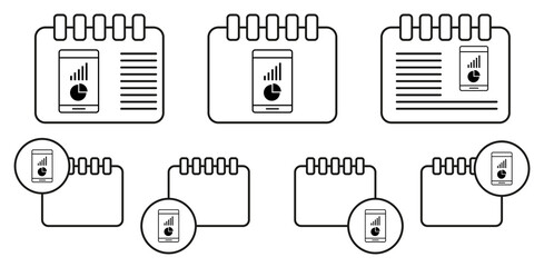 Video stats vector icon in calender set illustration for ui and ux, website or mobile application