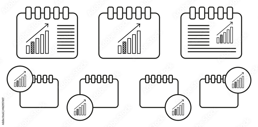 Aufkleber statistics up arrow vector icon in calender set illustration for ui and ux, website or mobile applic