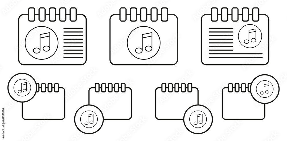 Poster music note vector icon in calender set illustration for ui and ux, website or mobile application