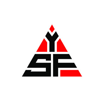YSF triangle letter logo design with triangle shape. YSF triangle logo design monogram. YSF triangle vector logo template with red color. YSF triangular logo Simple, Elegant, and Luxurious Logo. YSF 