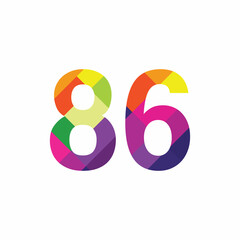 Colorful Number 86 vector design graphic symbol digit rainbow emblem icon graphic emblem