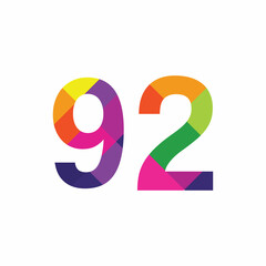 Colorful Number 92 vector design graphic symbol digit rainbow emblem icon graphic emblem