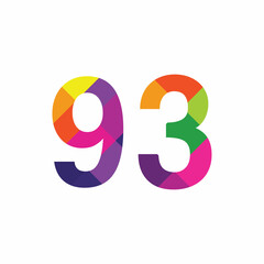 Colorful Number 93 vector design graphic symbol digit rainbow emblem icon graphic emblem