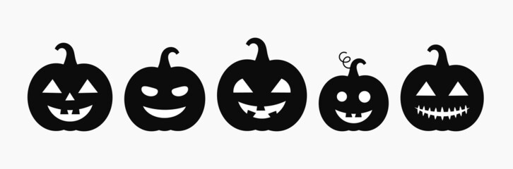 Halloween pumpkins Jack O Lantern icons set. - 462960867