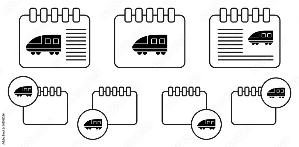Poster modern high speed train vector icon in calender set illustration for ui and ux, website or mobile ap