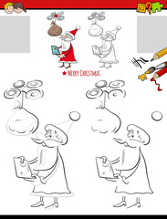 drawing and coloring task with funny Santa Claus character