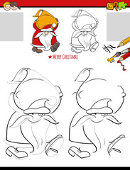 drawing and coloring task with Santa Claus and sack of gifts