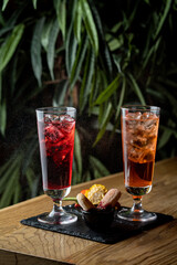 Beautiful commercial  photo of a cocktail bar, dark and elegant