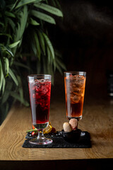 Beautiful commercial  photo of a cocktail bar, dark and elegant