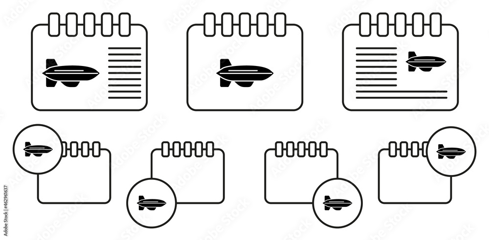 Poster blimp aircraft vector icon in calender set illustration for ui and ux, website or mobile application