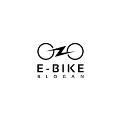 simple minimalist electric bike, bicycle logo design