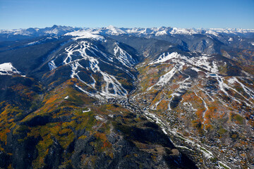 Aerial image of Beaver Creek Colorado.  Image from a Cessna 182 in October 2019 © mitchbowers