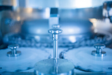 Production line pharmaceutical industry. Manufacturing of drugs and medications, pharmaceuticals.