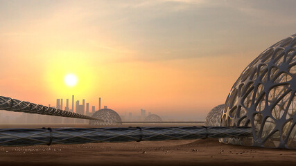 Futuristic architecture on a Red Planet