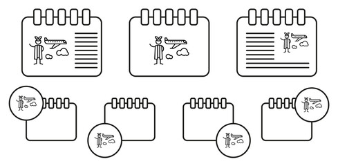 Air plane, adventure vector icon in calender set illustration for ui and ux, website or mobile application