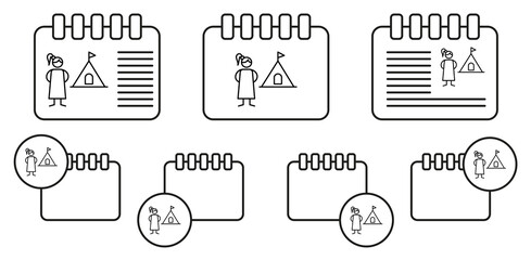 Camping, adventure vector icon in calender set illustration for ui and ux, website or mobile application