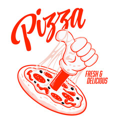 thumbs up for delicious cartoon pizza