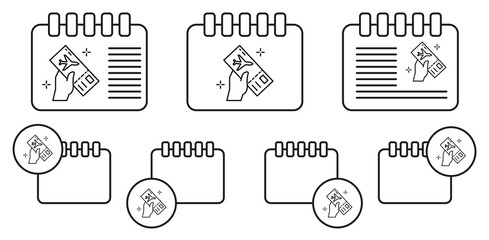Hand, boarding pass, airport vector icon in calender set illustration for ui and ux, website or mobile application