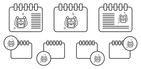 Backpack, airport vector icon in calender set illustration for ui and ux, website or mobile application