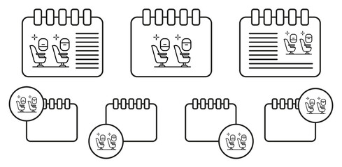 Business class chair, airport vector icon in calender set illustration for ui and ux, website or mobile application