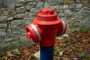red double head fire hydrant stand post