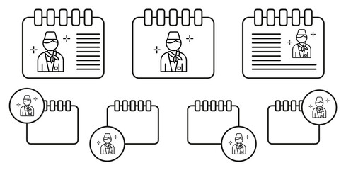 Flight attendant, airport vector icon in calender set illustration for ui and ux, website or mobile application