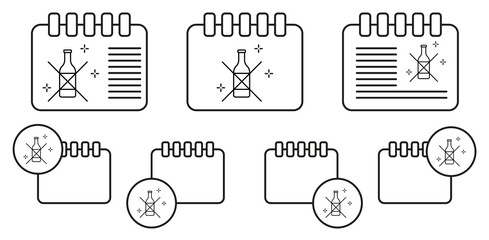No drinks, airplane, airport vector icon in calender set illustration for ui and ux, website or mobile application